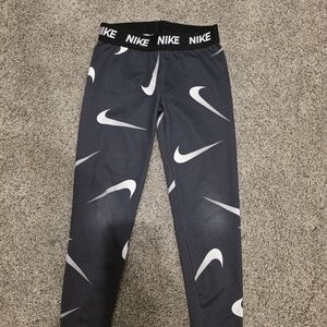 Nike Kids Black and White Swoosh Leggings